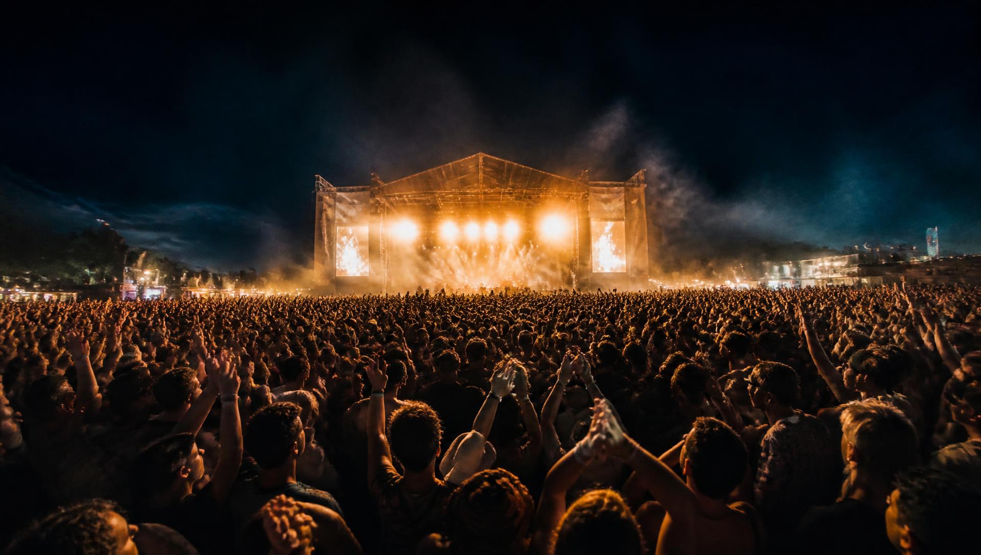 Festival crowd at night